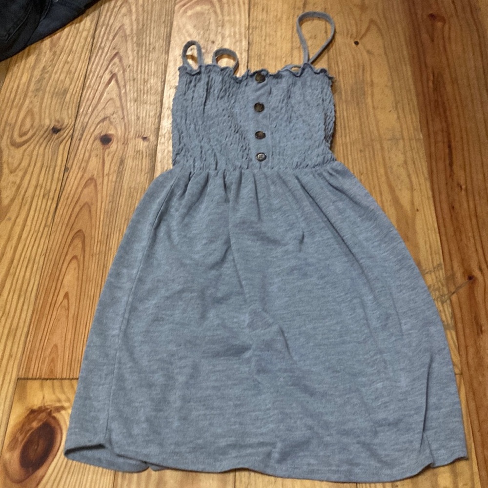 Grey, ruffled sun dress